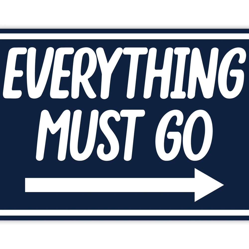 Navy and White Sign with Arrow